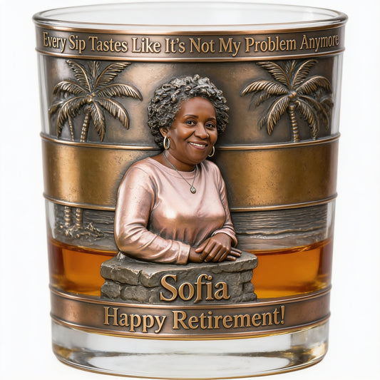 Custom Black Retired Woman Whiskey Glass Every Sip Tastes Like Its Not My Problem Anymore Funny Black Women Retirement Gift