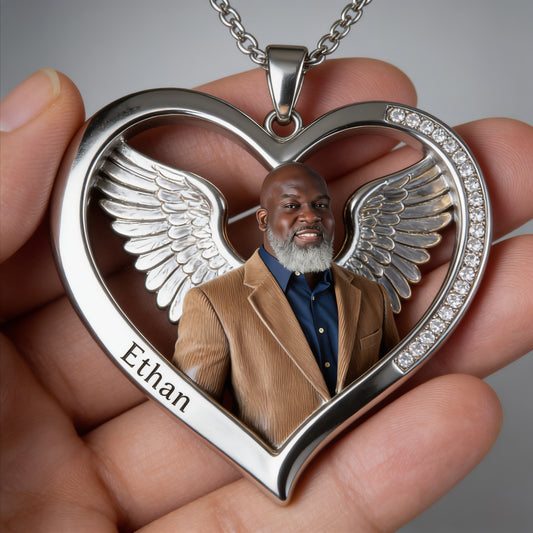 Custom Older Black Men Photo Shaped Metal Pendant Necklace Personalized Father Picture Memorial Jewelry Remembrance Gift Casual Wear Travel Accessory