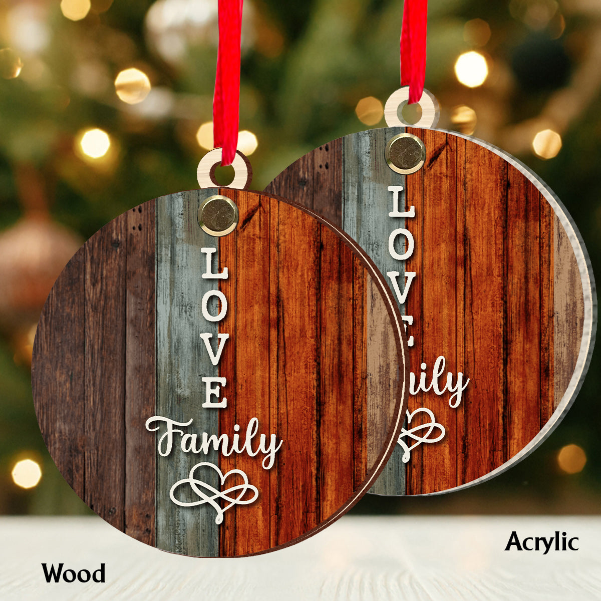 Love Family Crossword Scrabble Puzzle - Personalized Family Flip Ornament