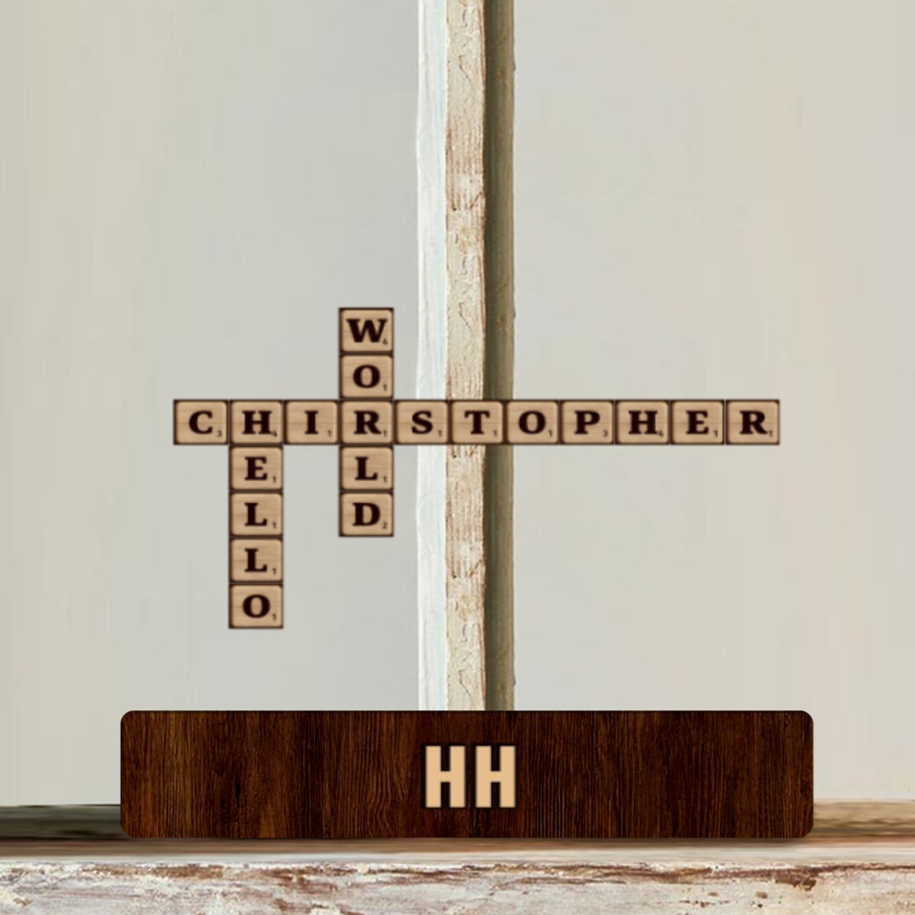 Love Family Crossword Puzzle Custom Name - Personalized Scrabble Custom Shaped Wood Plaque