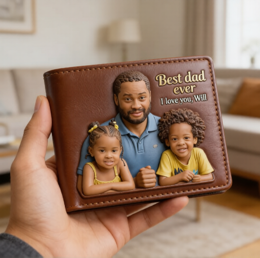 Photo Personnalisée - Portefeuille en Cuir pour Père