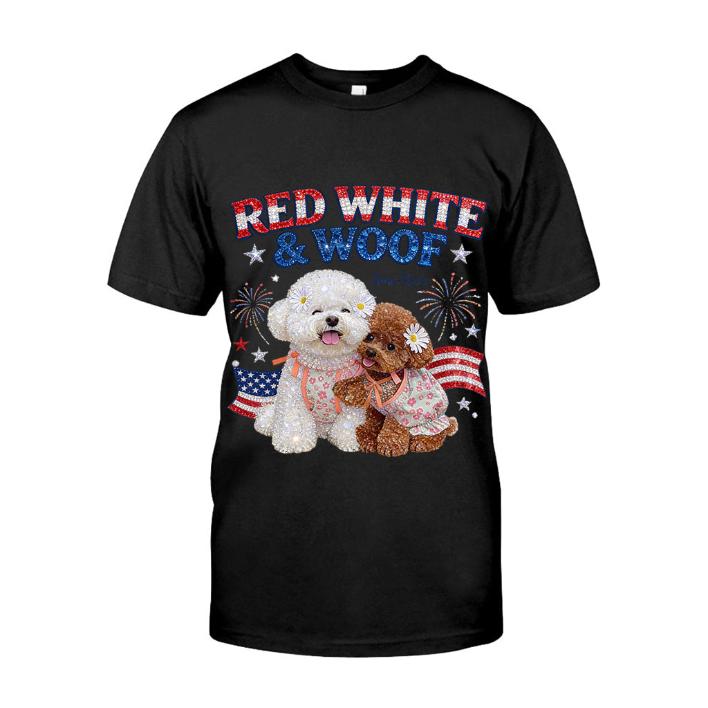 Rouge Blanc Woof - T-shirt et Sweat à Capuche Personnalisés pour Chien