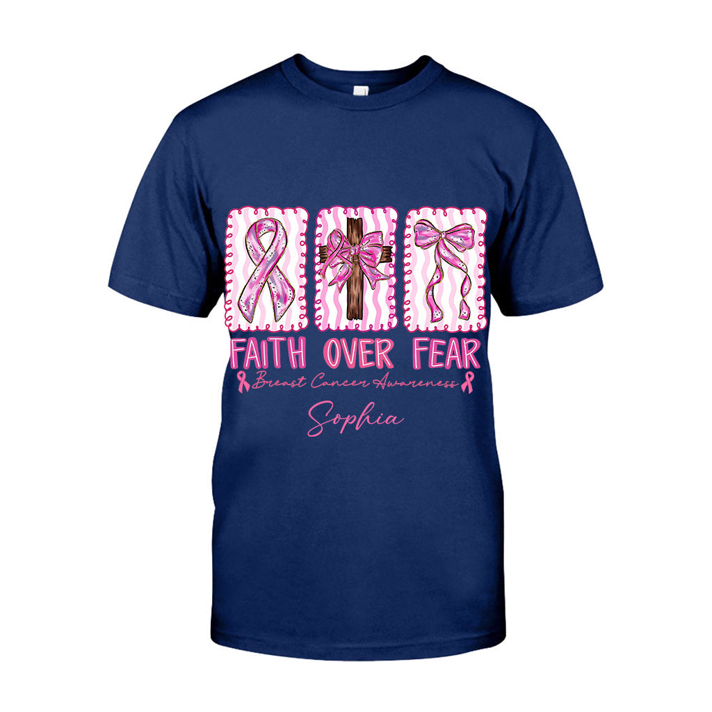 Guerrière contre le cancer du sein : la foi plutôt que la peur - T-shirt et sweat à capuche personnalisés pour la sensibilisation au cancer du sein