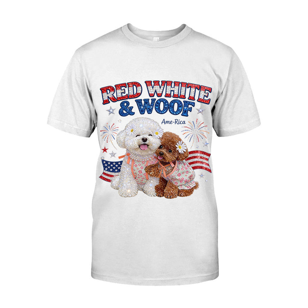 Rouge Blanc Woof - T-shirt et Sweat à Capuche Personnalisés pour Chien