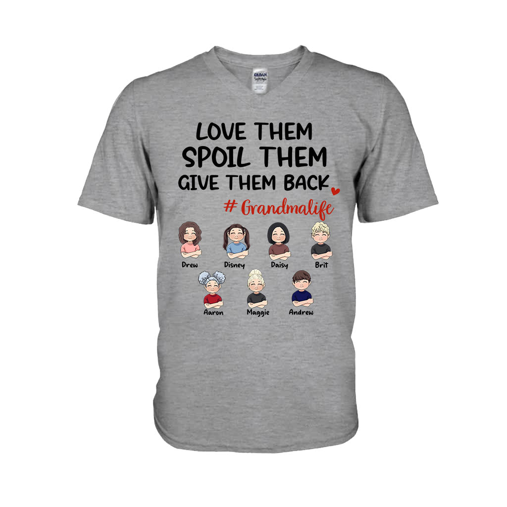 Love Them Spoil Them Give Them Back - Gift for grandma, mom, grandpa, dad - Personalized T-shirt And Hoodie