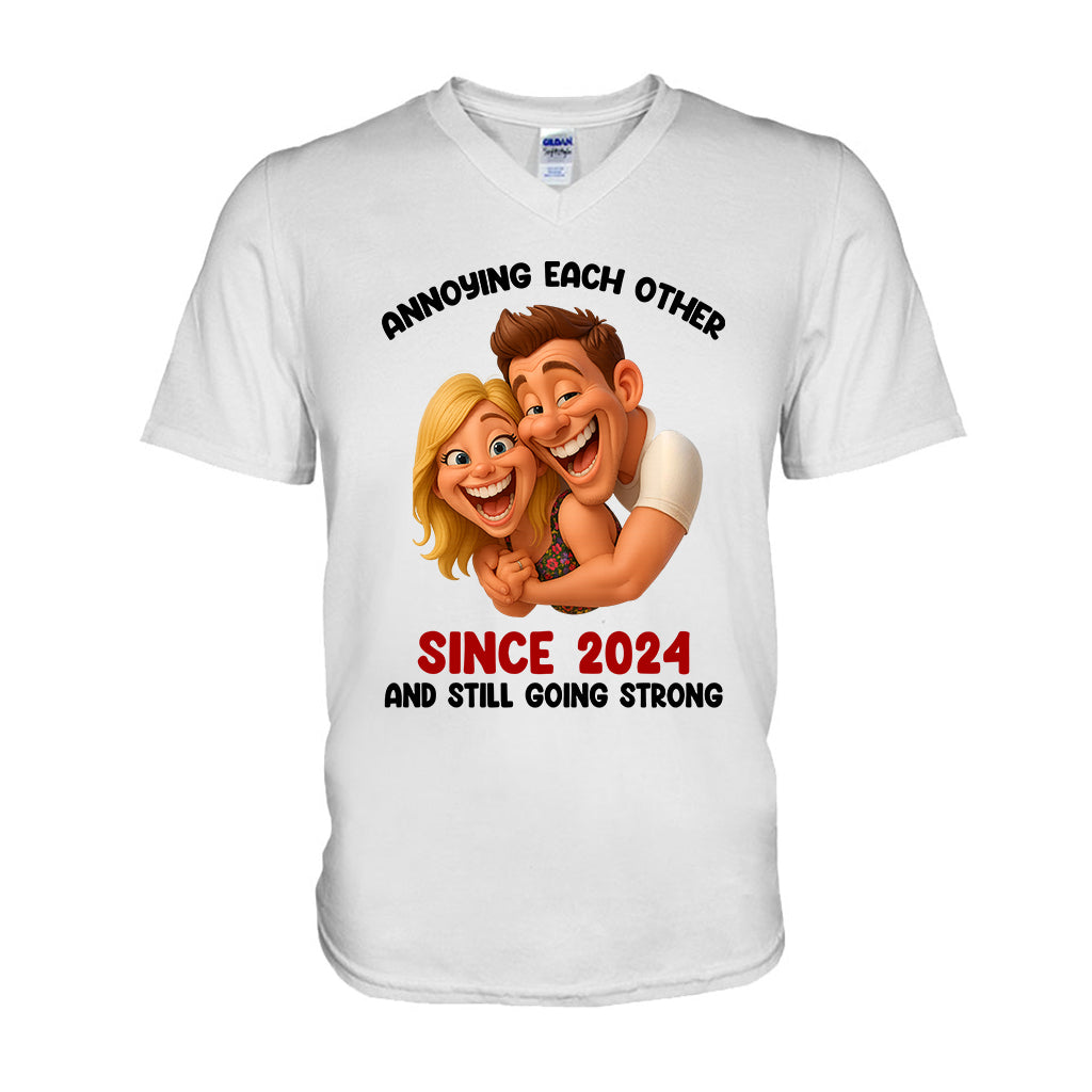 Funny Gift Cartoonish Exaggerated Mascot Style - Personalized Couple T-shirt And Hoodie