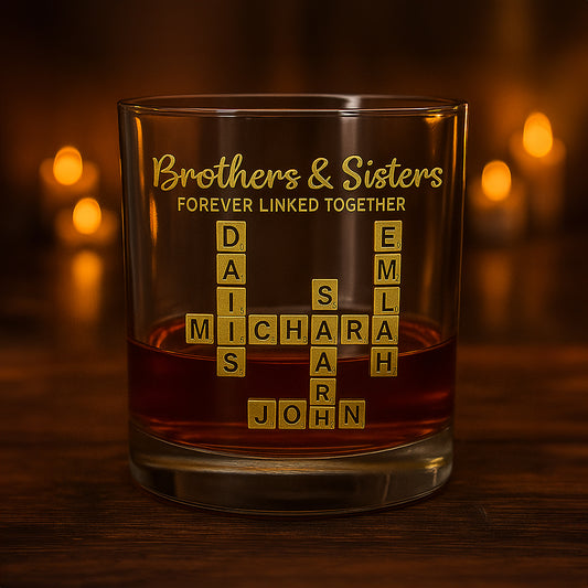 Mots croisés Scrabble pour frères et sœurs - Verre à whisky personnalisé pour frères et sœurs