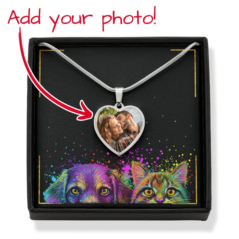 Je les enverrai sans ailes - Collier pendentif cœur chat personnalisé cat6401