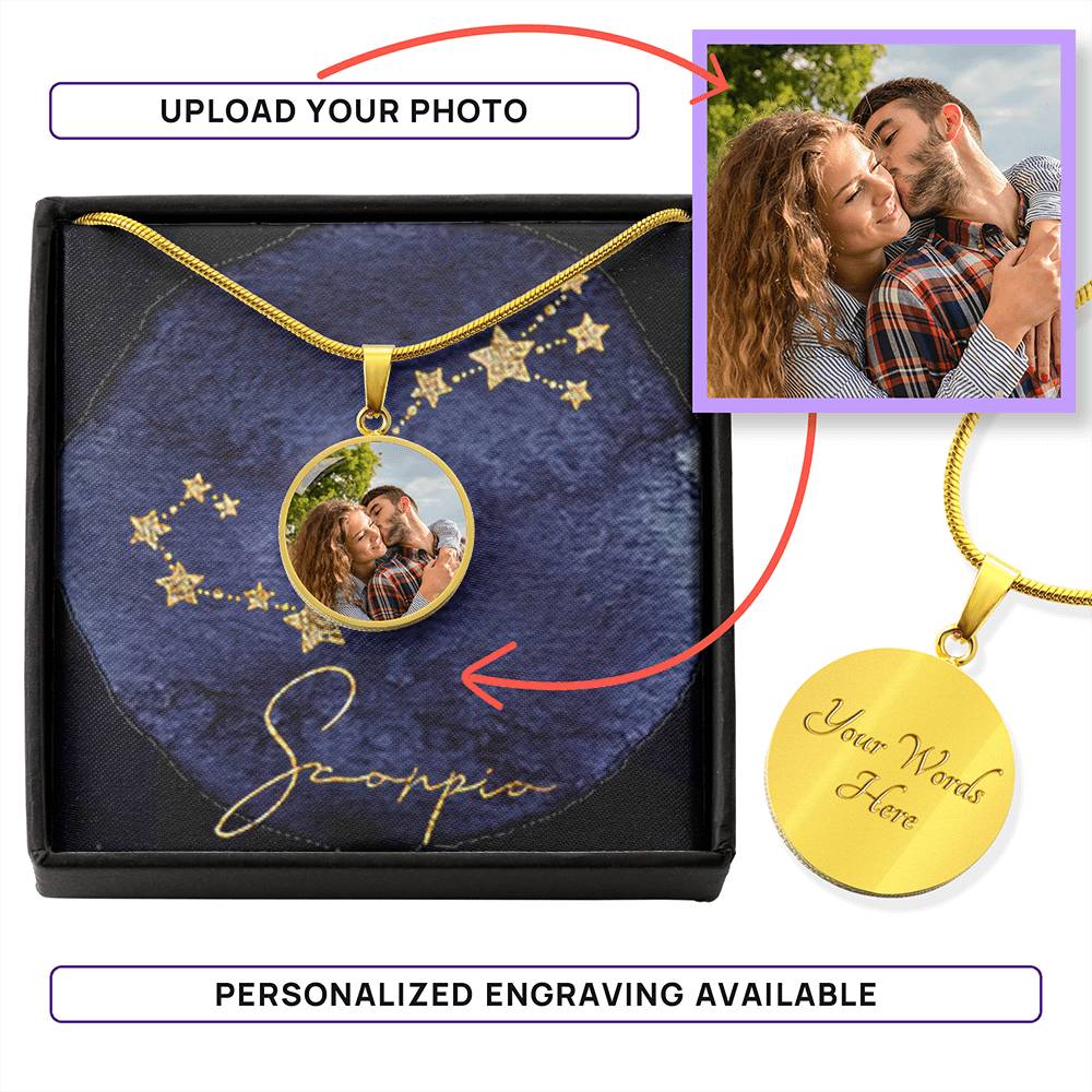 Collier Signe du Zodiaque - Pendentif Rond Horoscope Personnalisé - hrs5026