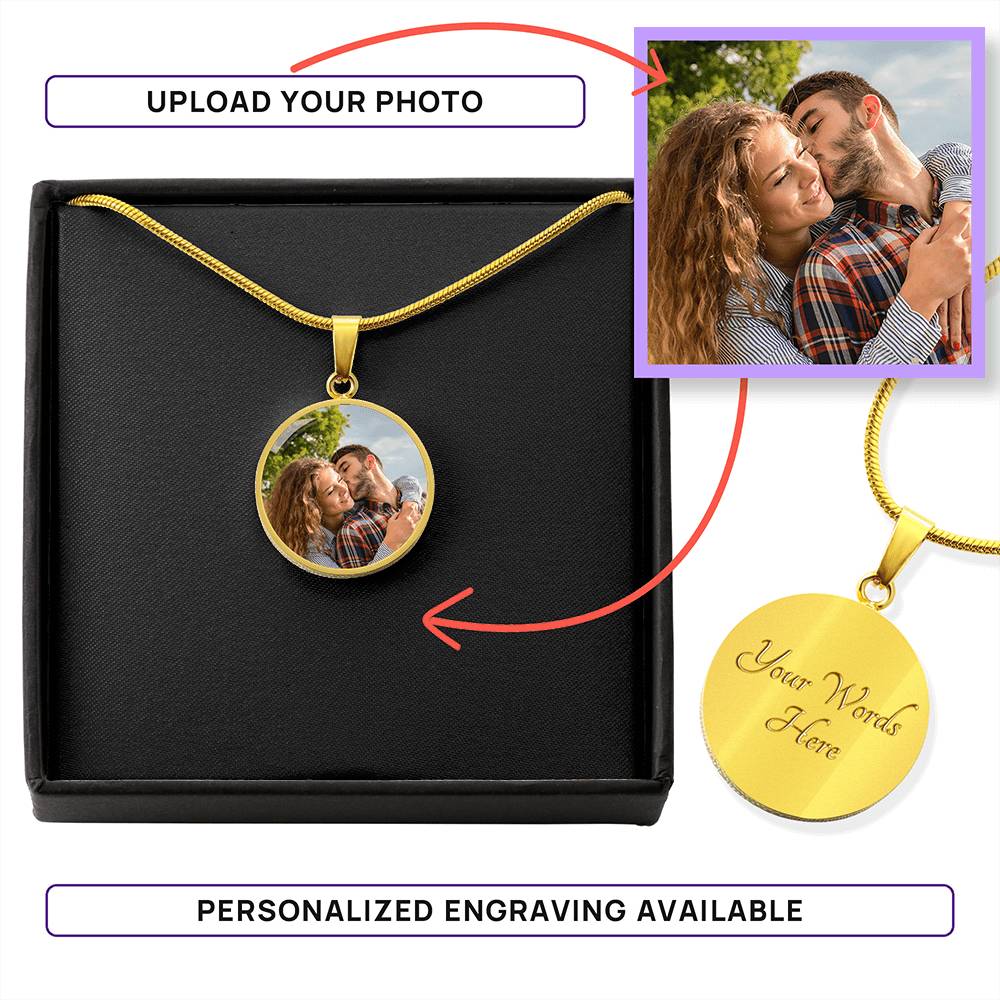 Collier pendentif rond personnalisé « De notre premier baiser » - skl2249