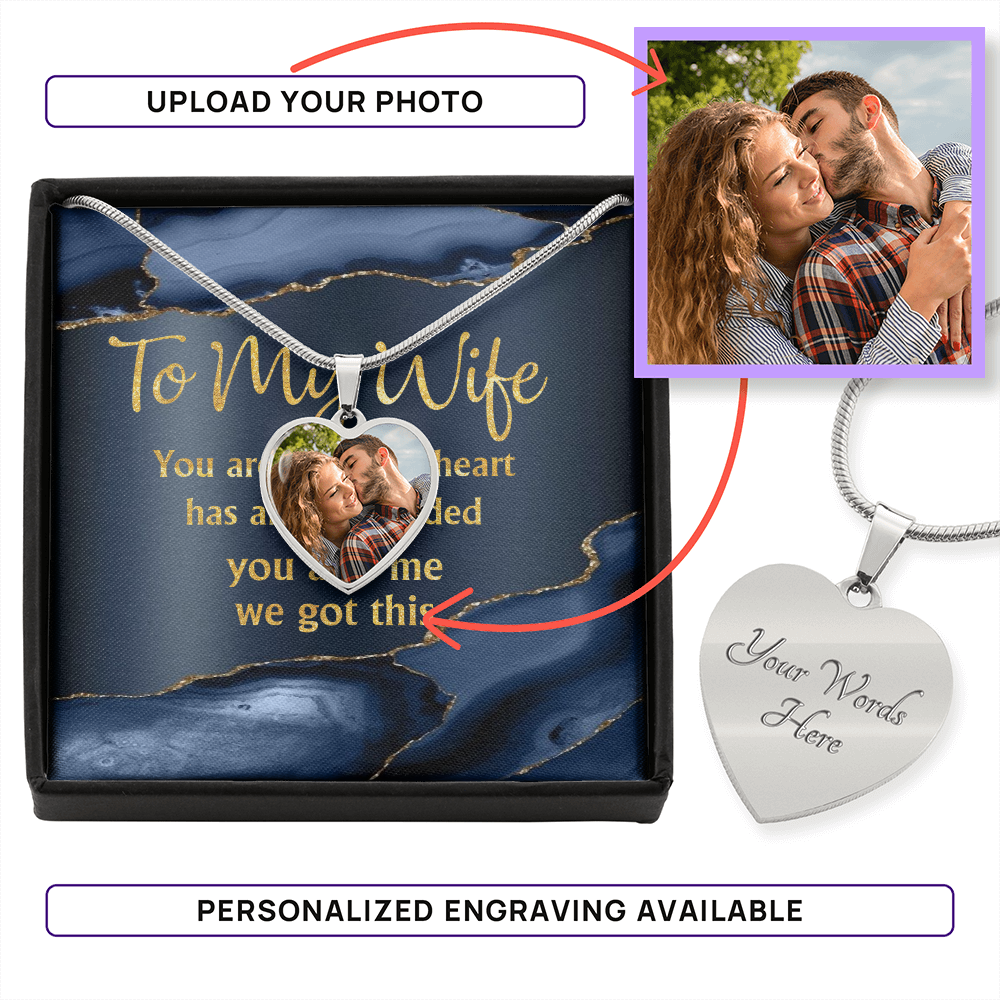 To My Wife - Personalized Couple Nightmare Heart Pendant Necklace - jak6928