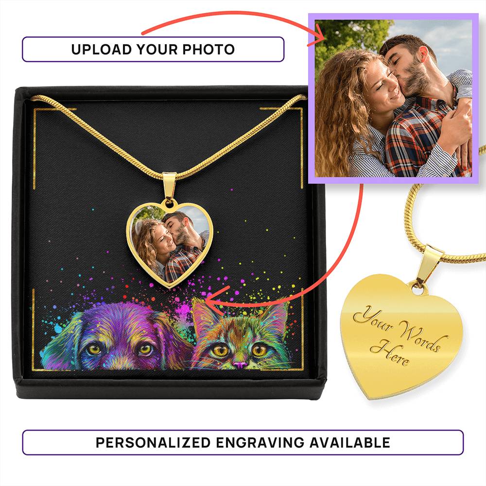 Je les enverrai sans ailes - Collier pendentif cœur chat personnalisé cat6401