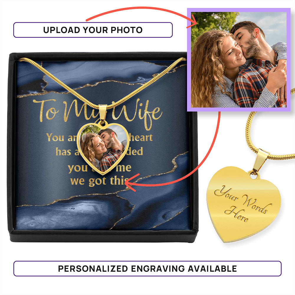 To My Wife - Personalized Couple Nightmare Heart Pendant Necklace - jak6928