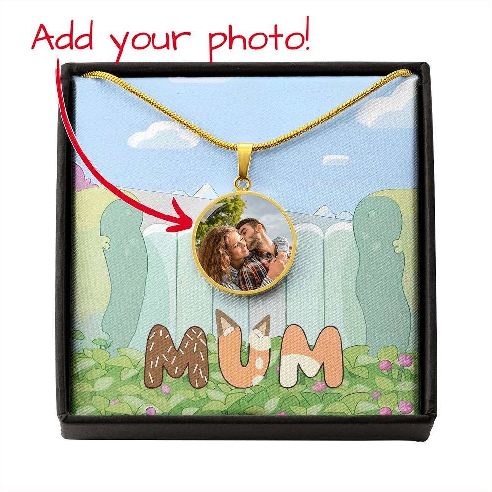 Collier pendentif rond personnalisé « Maman Chien Bleu Mignon » - 12900424003scl1tmm1tr04cu03my01rpn1mth7306