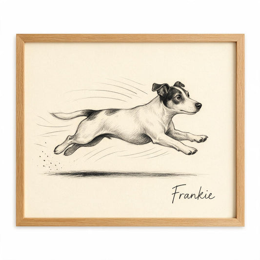 Personalized Zoomies Dog Vintage Sketch Poster - Custom Pet Name Wall Art Gift For Dog Lovers