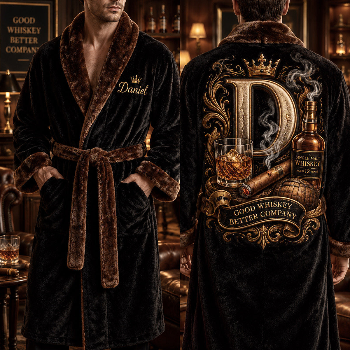 Gentleman Favor - Kimono de Nuit Whisky Personnalisé
