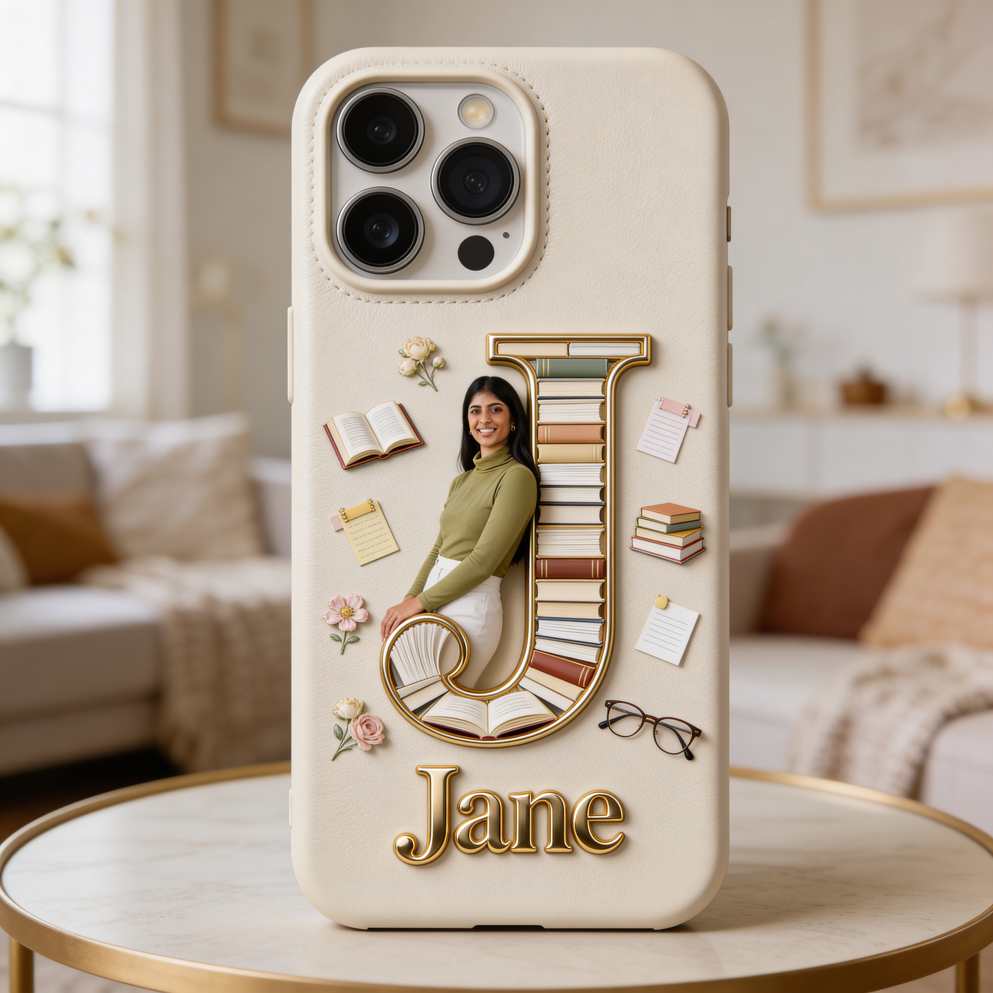 Book Lovers Gift - Personalized Book 3D Embossed Leather Phone Case