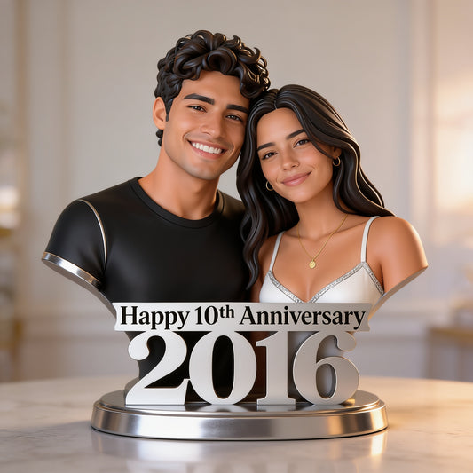 Joyeux Anniversaire Je T'aime - Plaque Acrylique Personnalisée en Forme de Couple