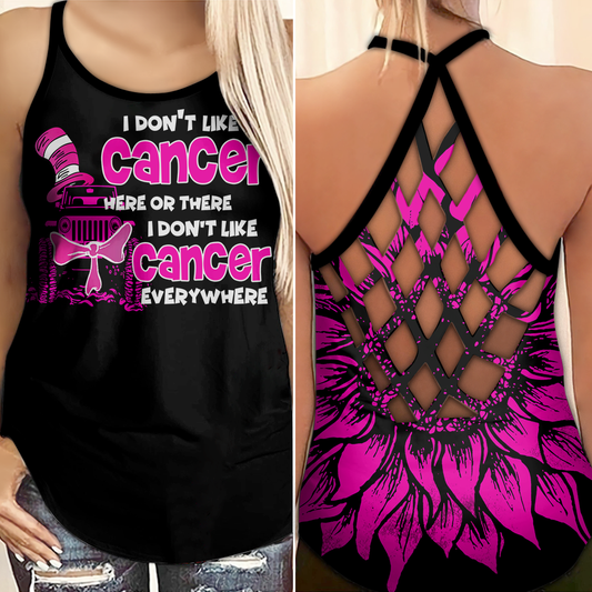 I Don't Like Breast Cancer - Breast Cancer Awareness Cross Tank Top 0722