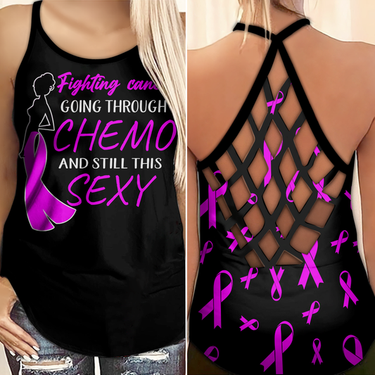 Fighting Cancer - Breast Cancer Awareness Cross Tank Top 0722