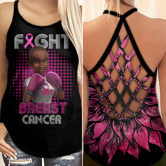 Fight Breast Cancer Girl - Breast Cancer Awareness Cross Tank Top 0722