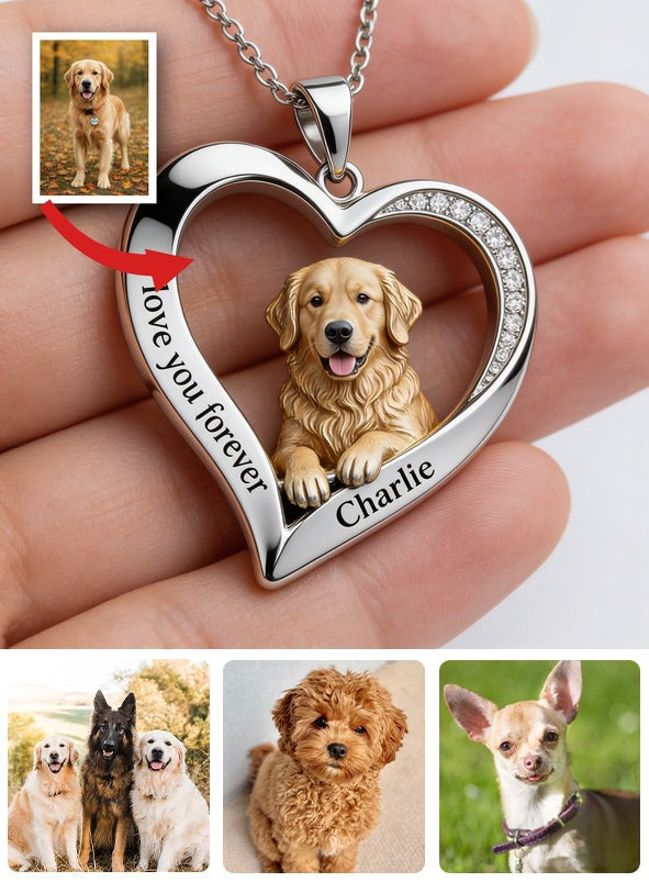 Personnalisé à partir de n'importe quelle photo - Collier en métal en forme de Golden Retriever moelleux