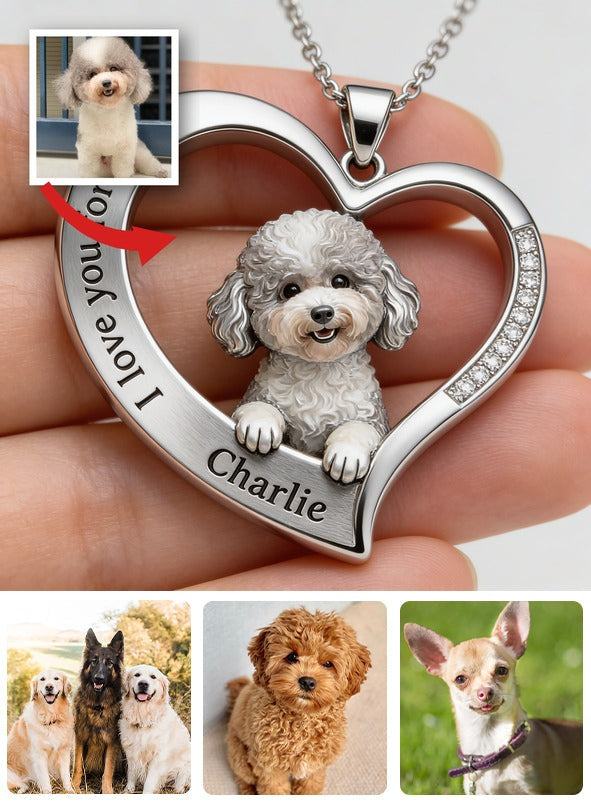 Personnalisé à partir de n'importe quelle photo - Collier en métal en forme de caniche moelleux