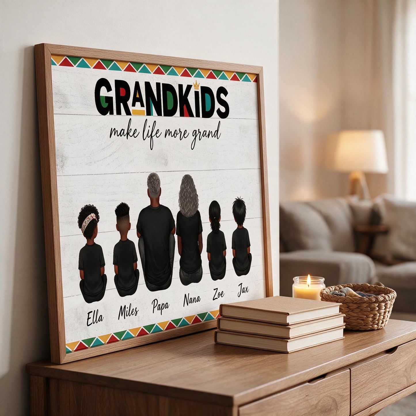 Personalized Tribal Border Grandparents Poster - Grandkids Make Life More Grand Custom Name Wall Art Gift
