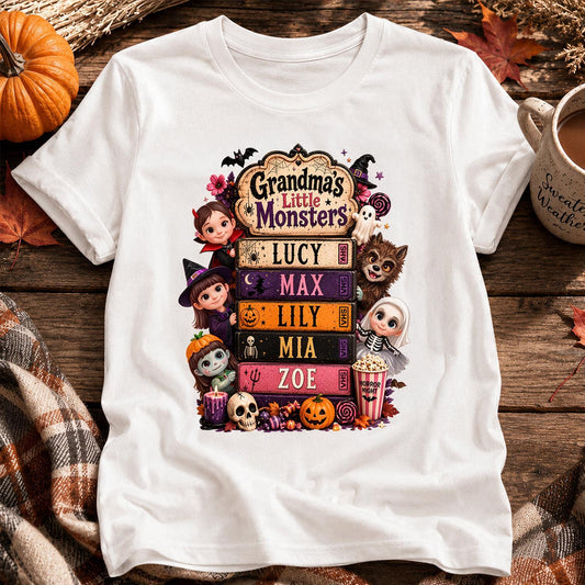 T-shirt VHS Halloween rétro de Mamie - Cadeau personnalisé pour Mamie avec les noms des petits-enfants