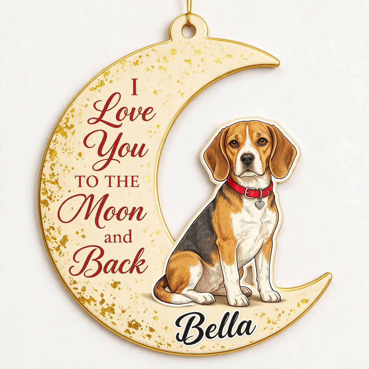 Personalized Beagle Moon Acrylic Ornament - I Love You To The Moon And Back Custom Name Christmas Gift For Dog Lovers