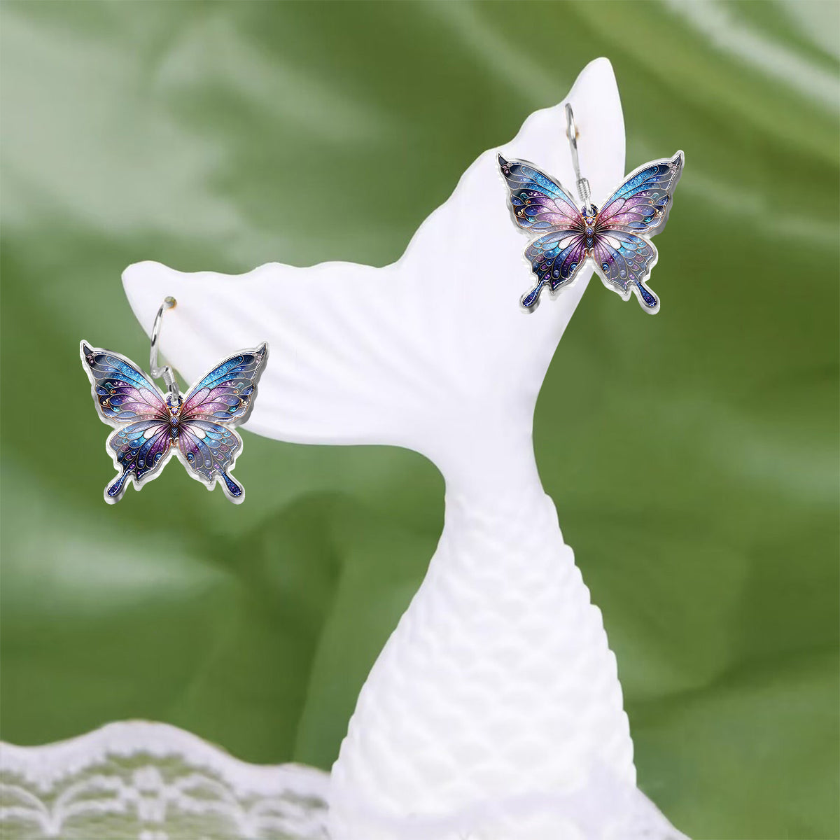 Superbes boucles d'oreilles papillon personnalisées violettes