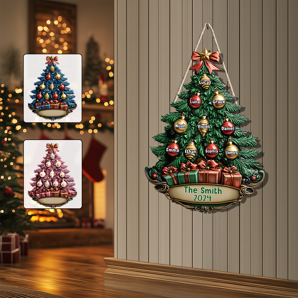 Joyeux Noël - Panneau en bois personnalisé pour la famille