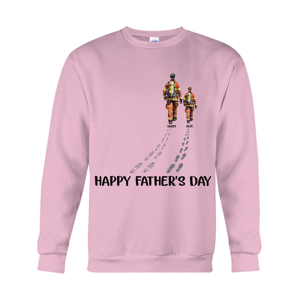 Bonne fête des pères, papa pompier ! - T-shirt et sweat à capuche personnalisés pour pompier