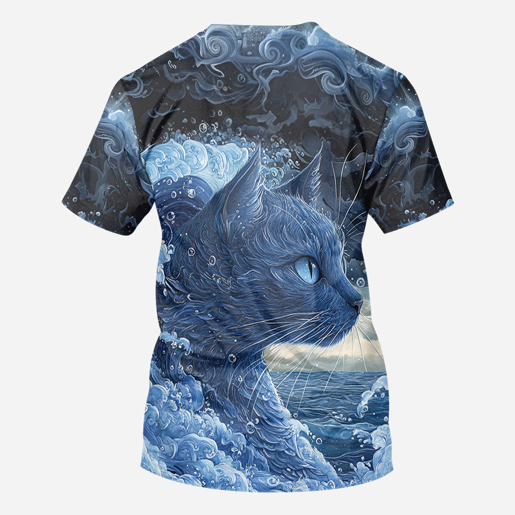 T-shirt à motif chat bleu - La vague du chat bleu