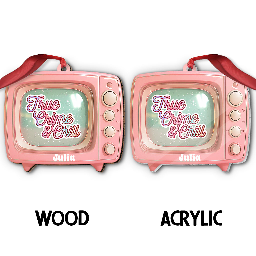 True Crime & Chill, Pink TV - Personalized Ornament