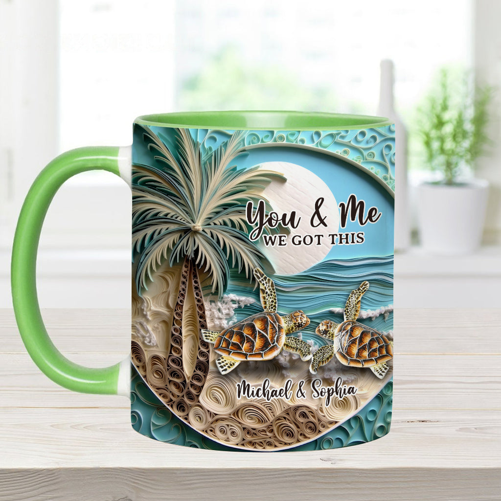 Couple de tortues sur la plage - Mug personnalisé à motif tortue