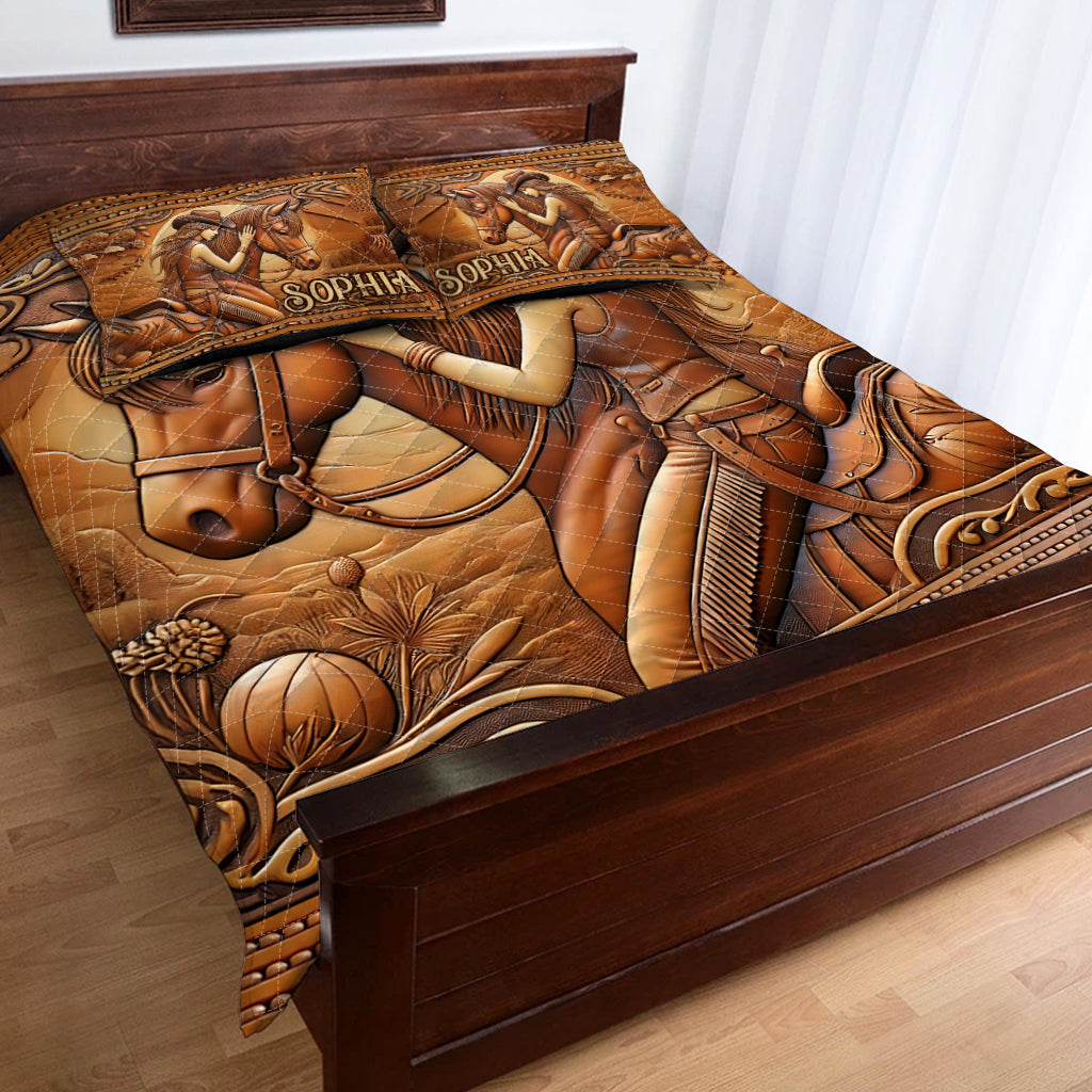 Une fille et son cheval - Ensemble de courtepointe personnalisé sur le thème des chevaux