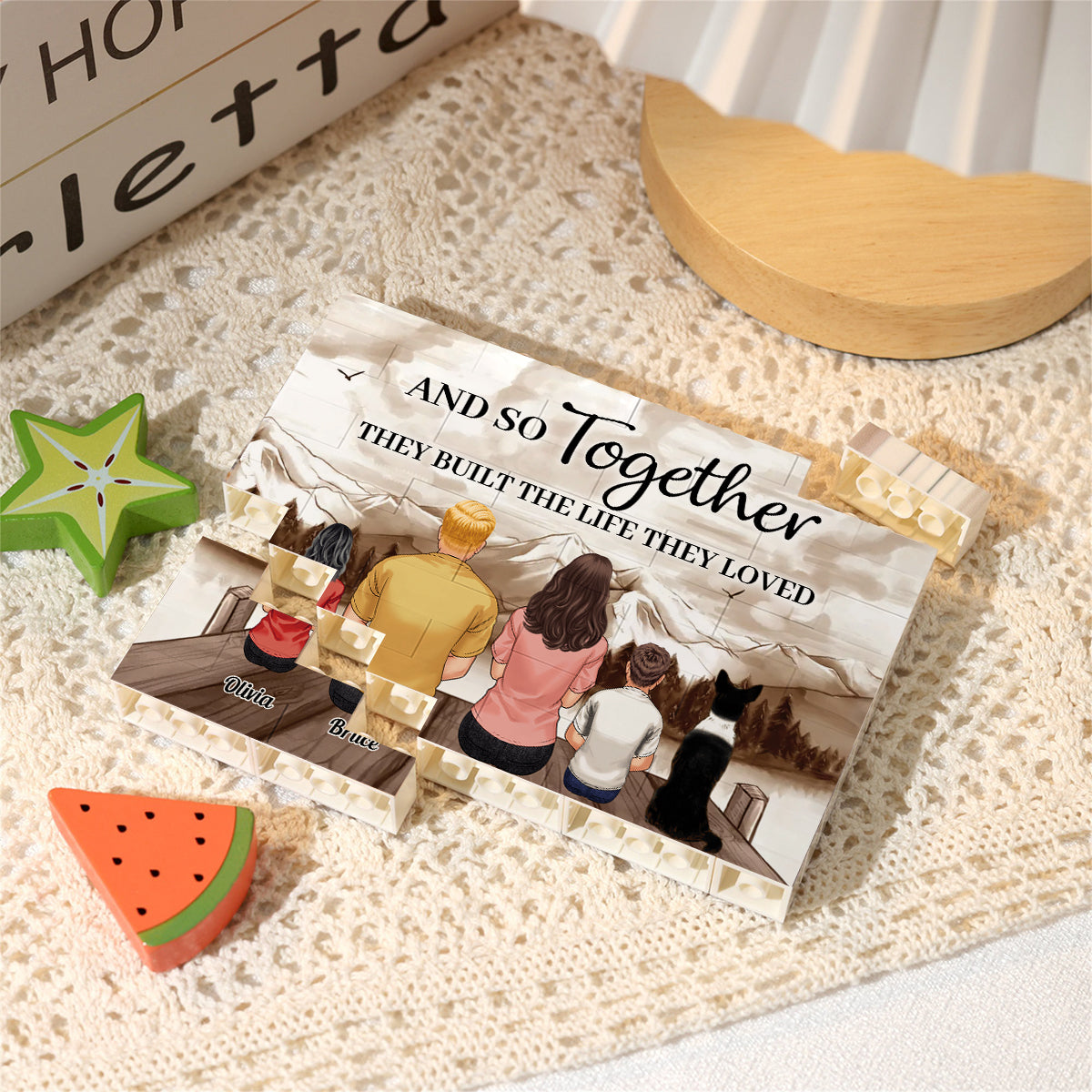 Et ensemble, ils ont construit la vie qu'ils aimaient - Blocs de construction rectangulaires horizontaux personnalisés pour la famille