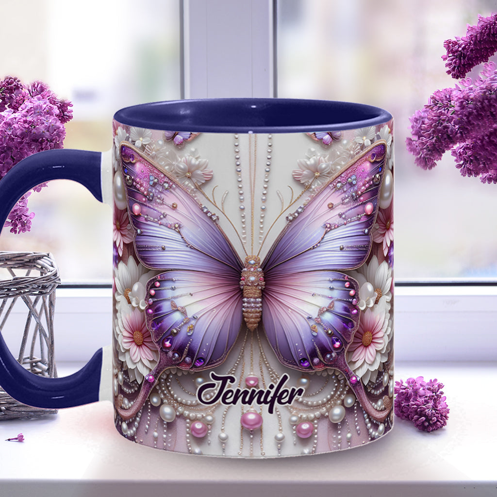 Floral Butterflies - Personalized Butterfly Accent Mug