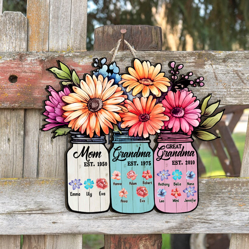 Panneau en bois personnalisé « Maman, Grand-mère, Arrière-grand-mère »
