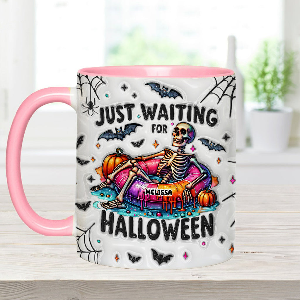 Just Waiting for Halloween - Personalized Skull Accent Mug