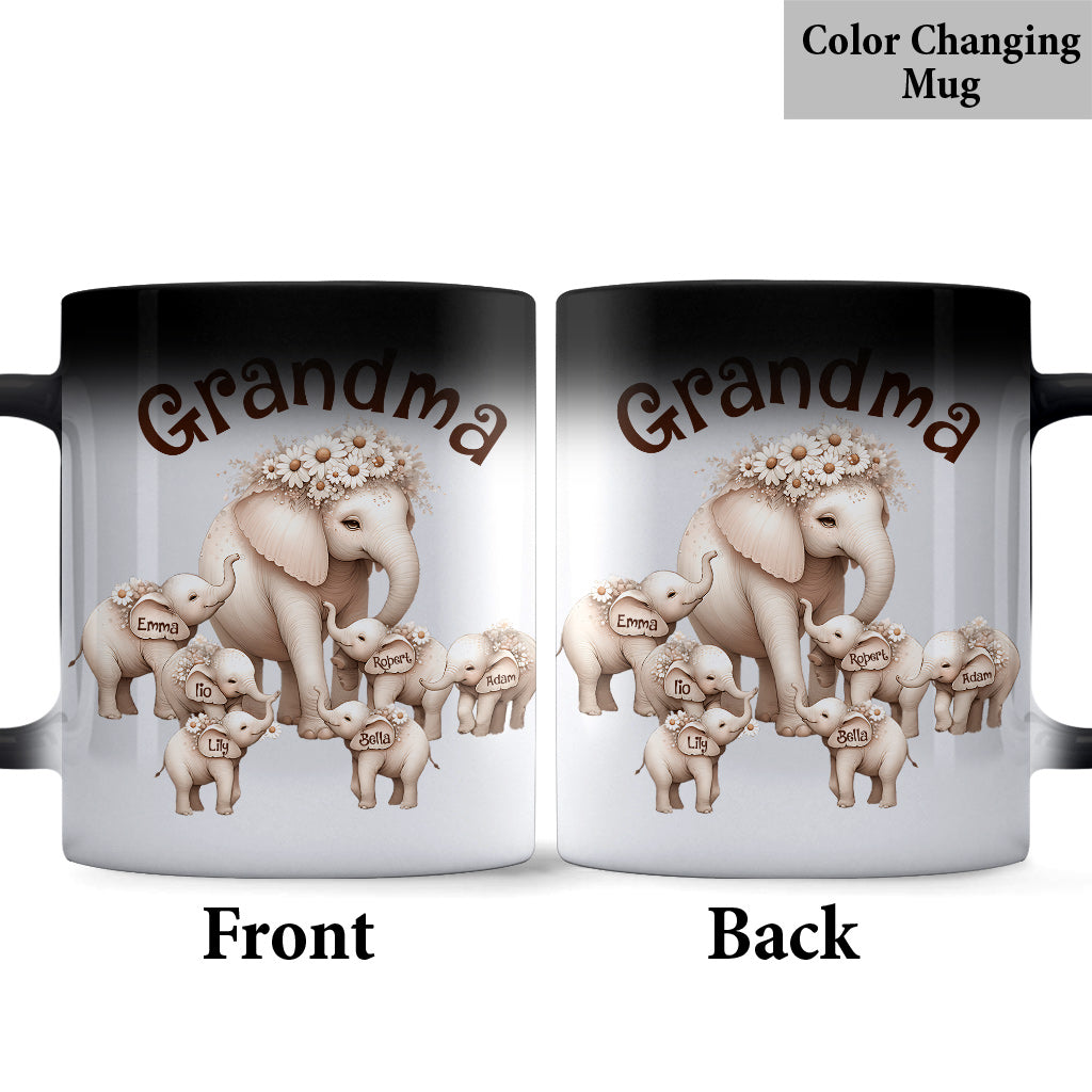 Mug personnalisé pour grand-mère avec un adorable éléphant