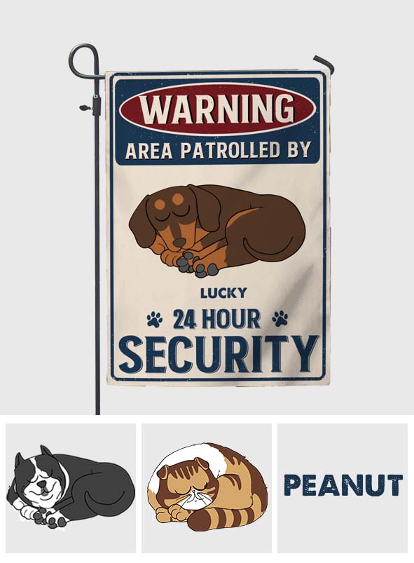 24 Hour Security - Personalized Dog Garden Flag