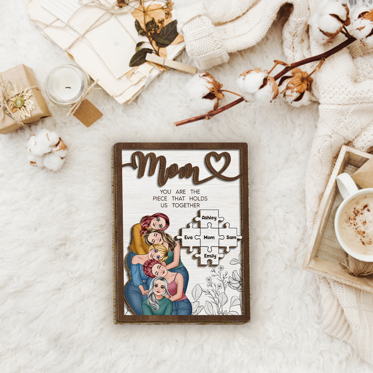 Maman, tu es le pilier de notre couple - Plaque en bois personnalisée à 2 couches « Maman »