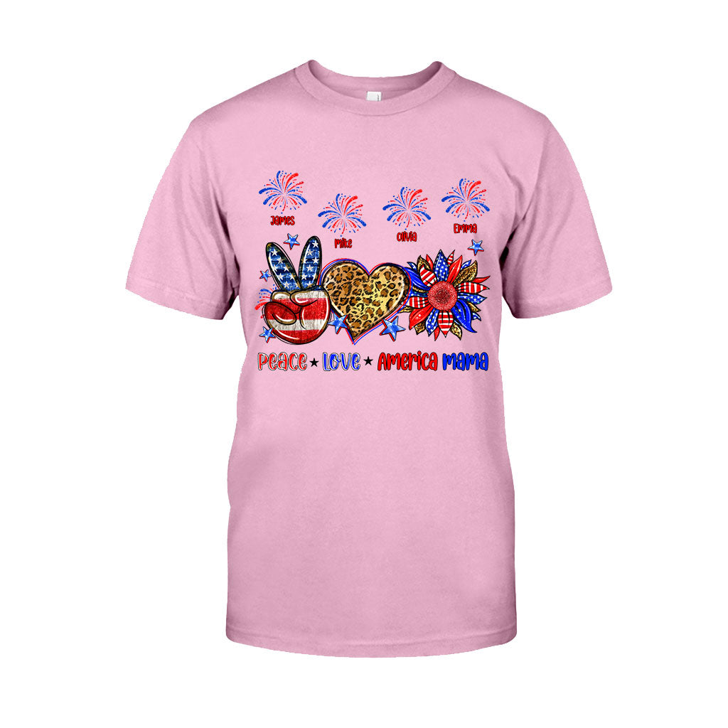 T-shirt et sweat à capuche personnalisés « Paix, Amour, Mamie Américaine, Maman » (tous titres) - Maman