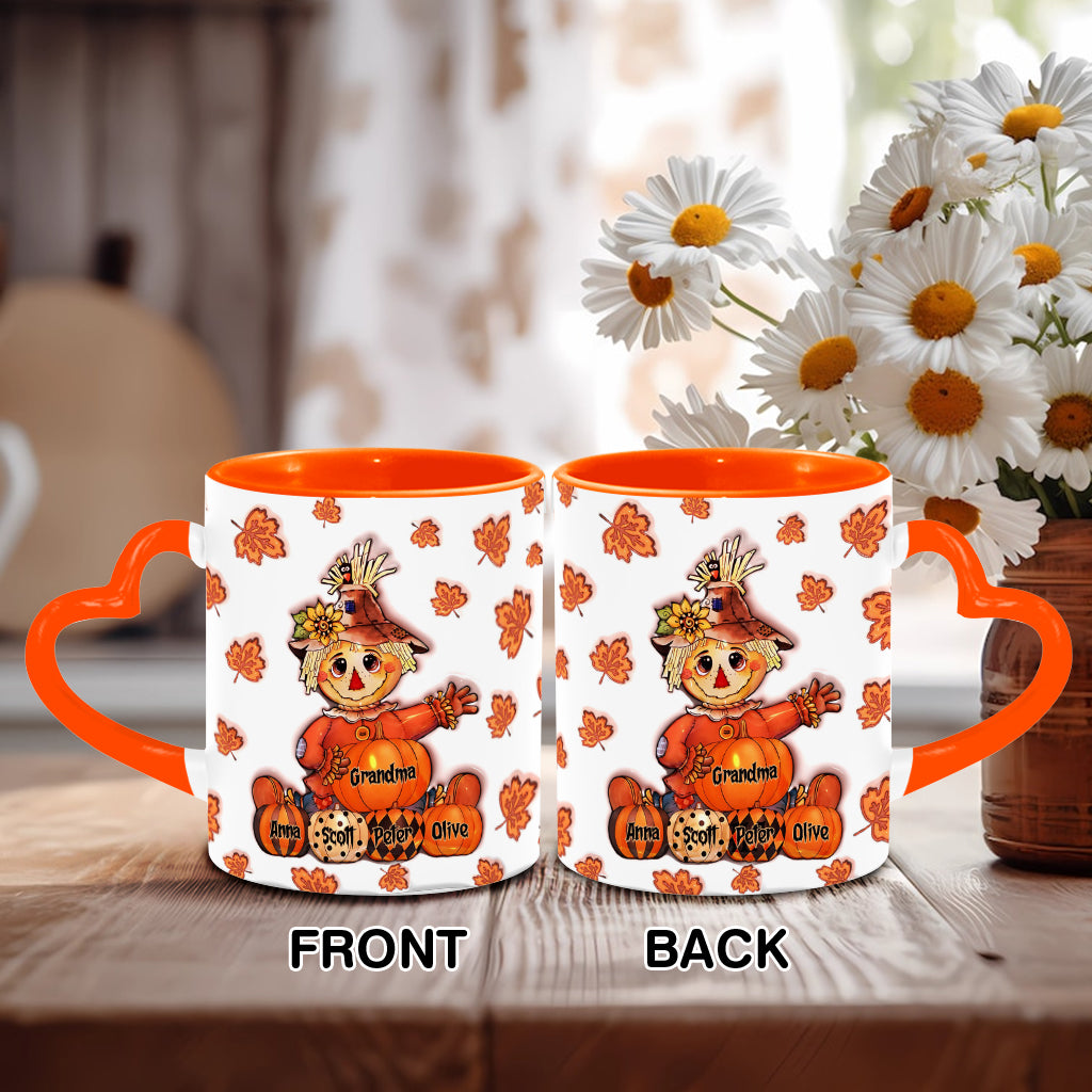 Mug personnalisé « Grand-mère Automne » avec anse en forme de cœur