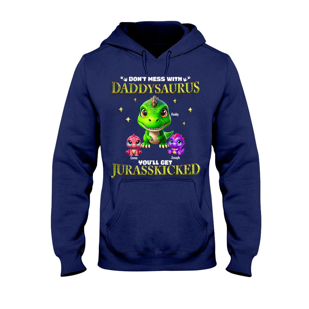 T-shirt et sweat à capuche personnalisés « Papa-Papa » avec dinosaures 3D « Papa-Papa » et « Grand-Papa-Papa ».