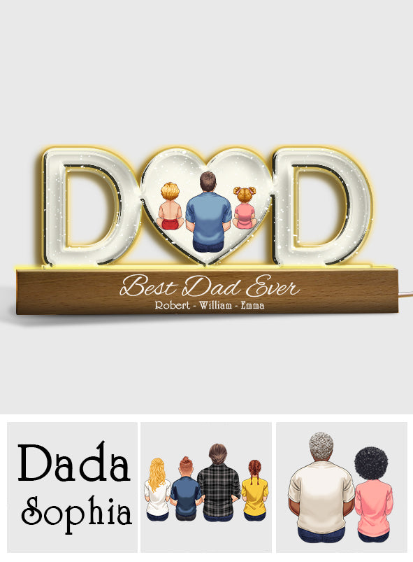 Meilleur papa du monde - Veilleuse LED personnalisée pour papa