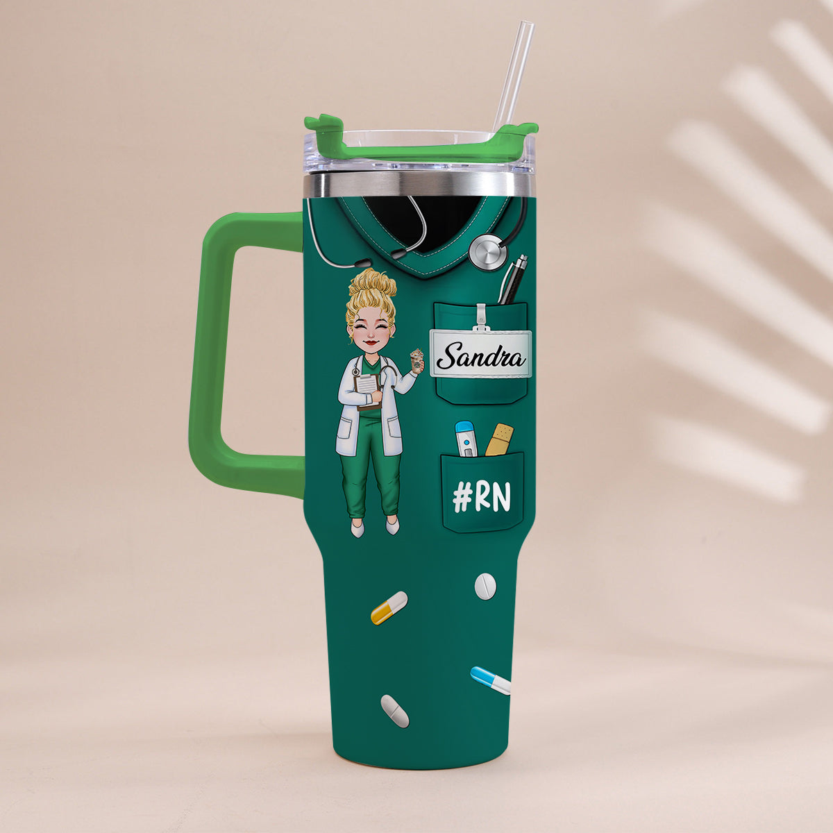 Nurse Nutrition Facts - Personalized Nurse Tumbler With Handle