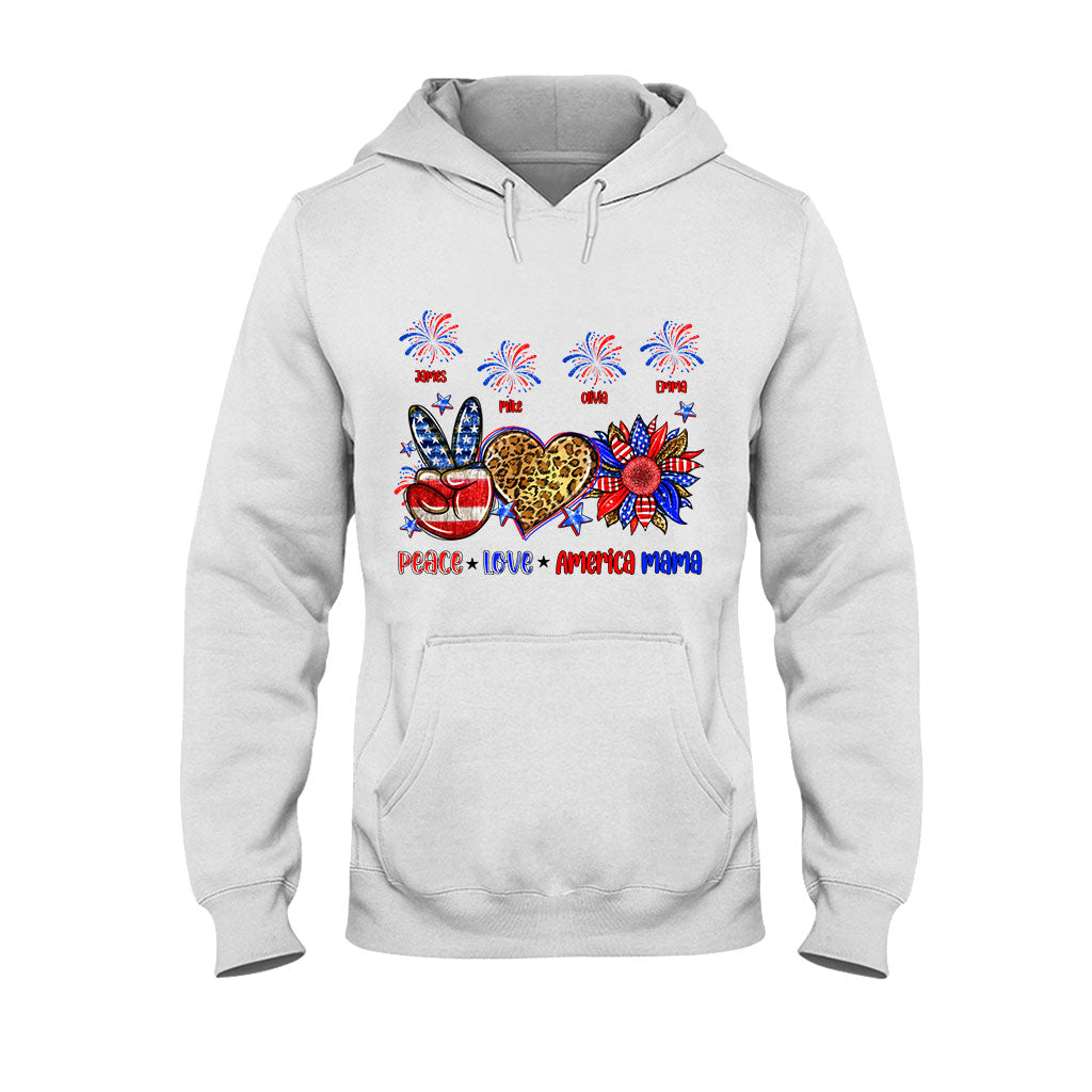T-shirt et sweat à capuche personnalisés « Paix, Amour, Mamie Américaine, Maman » (tous titres) - Maman